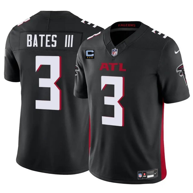 Men's Atlanta Falcons #3 Jessie Bates III Black 2024 F.U.S.E With 3-Star C Patch Vapor Untouchable Limited Football Stitched Jersey